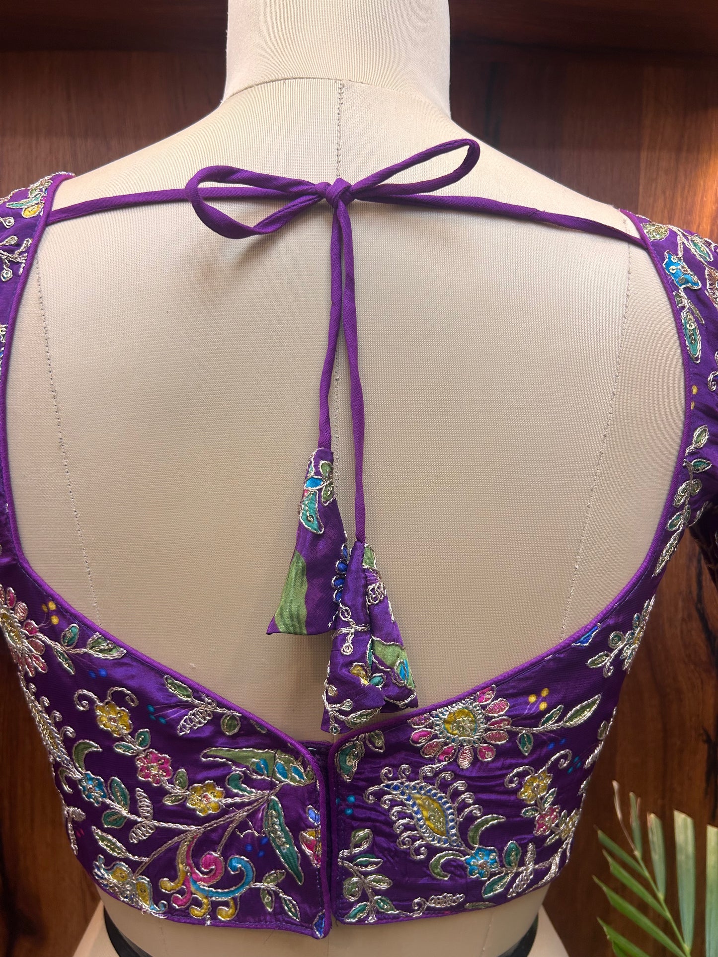 Royal Purple Floral Embroidered Designer Blouse