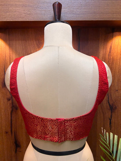 Ruby Red Textured Designer Blouse