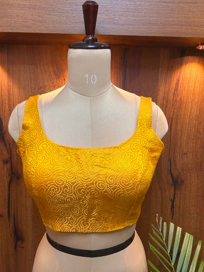 Mustard Yellow Textured Designer Blouse