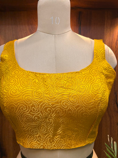Mustard Yellow Textured Designer Blouse