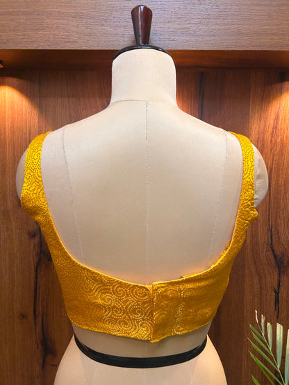 Mustard Yellow Textured Designer Blouse