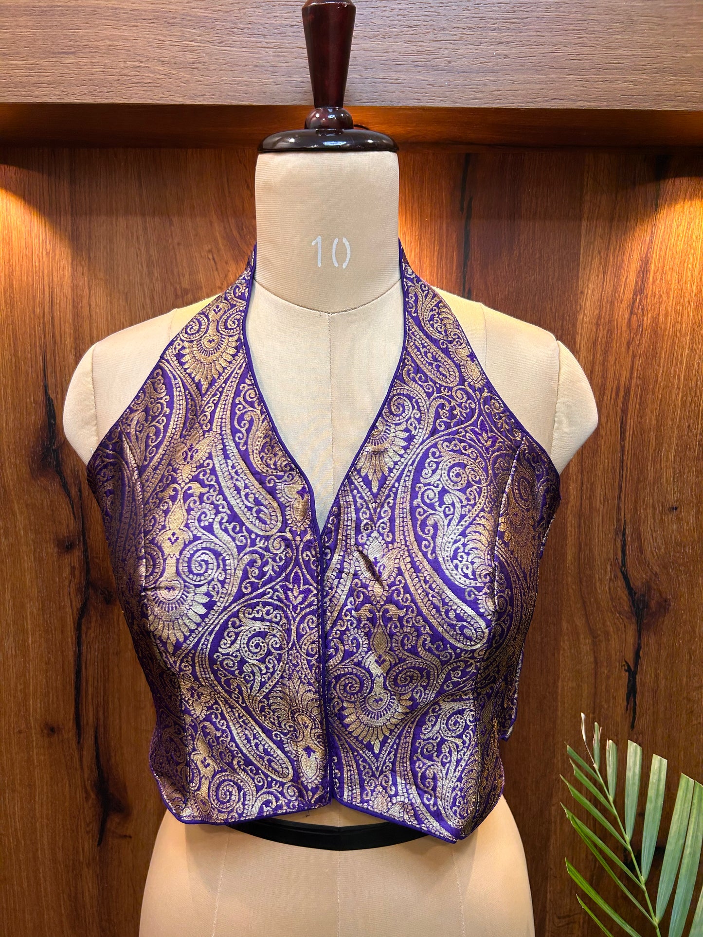 Royal Purple Banarasi Brocade Halter Neck Blouse