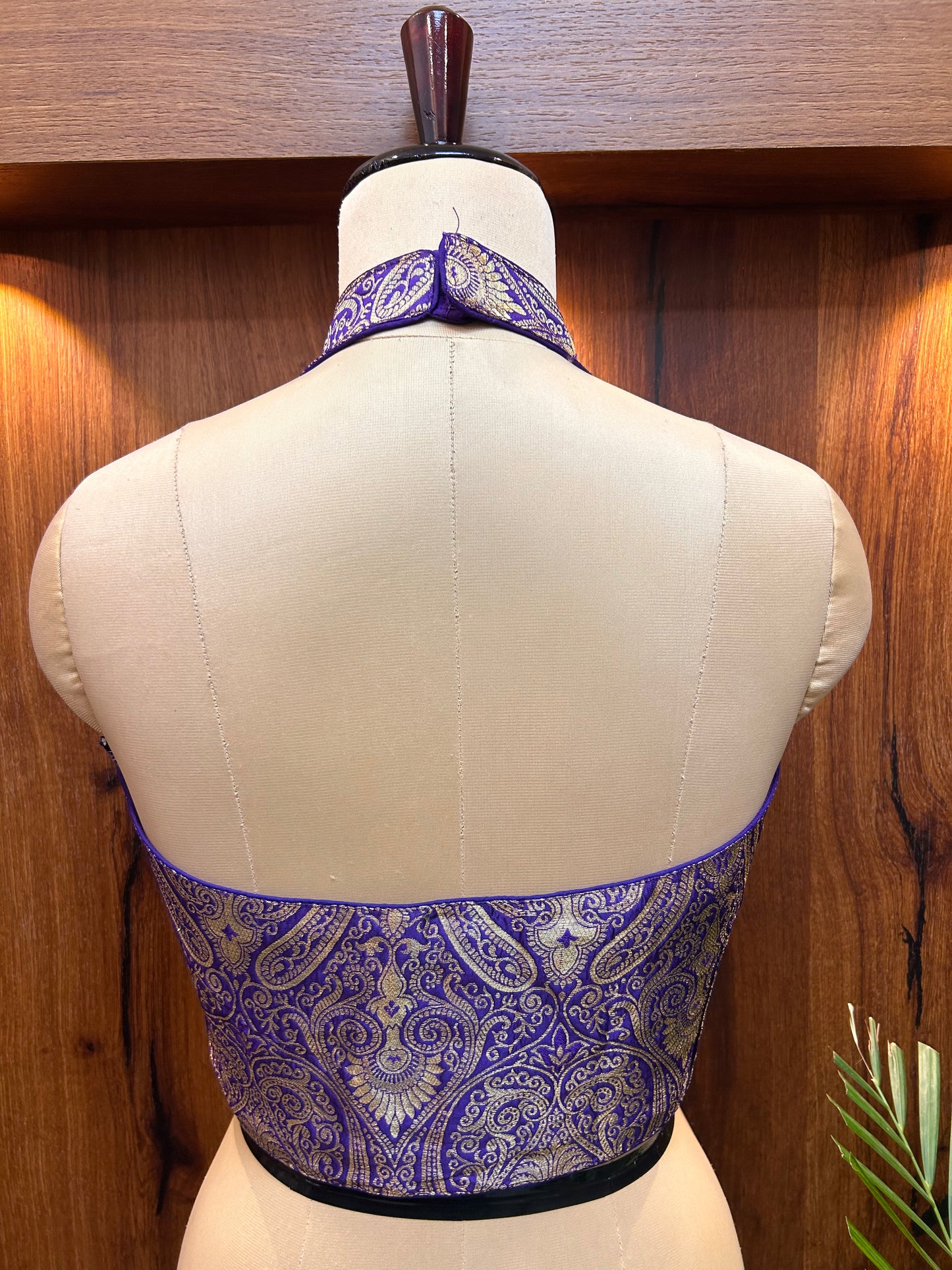 Royal Purple Banarasi Brocade Halter Neck Blouse