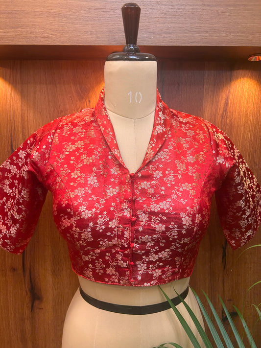 Collar Neck Line Ready to Wear blouse - Red