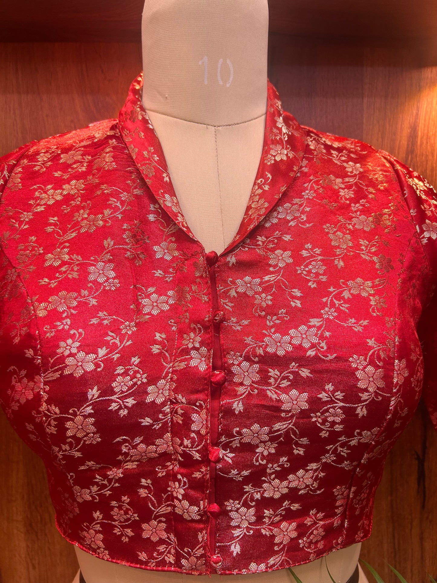 Collar Neck Line Ready to Wear blouse - Red