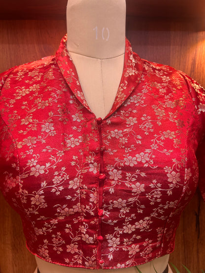 Collar Neck Line Ready to Wear blouse - Red