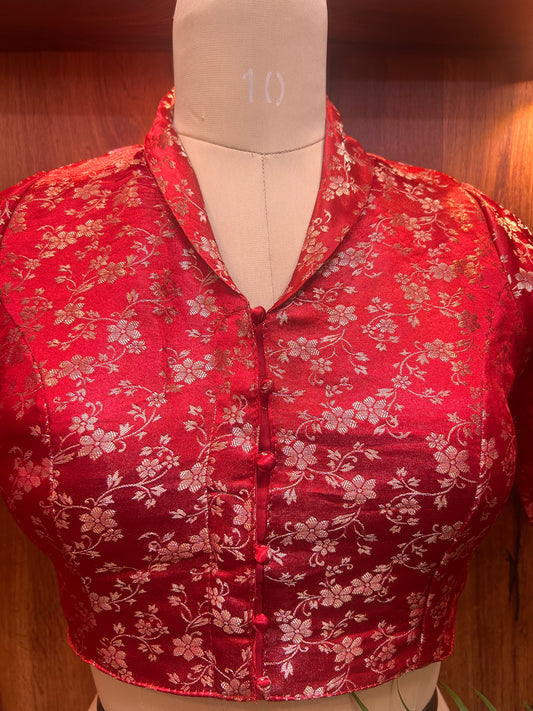 Collar Neck Line Ready to Wear blouse - Red
