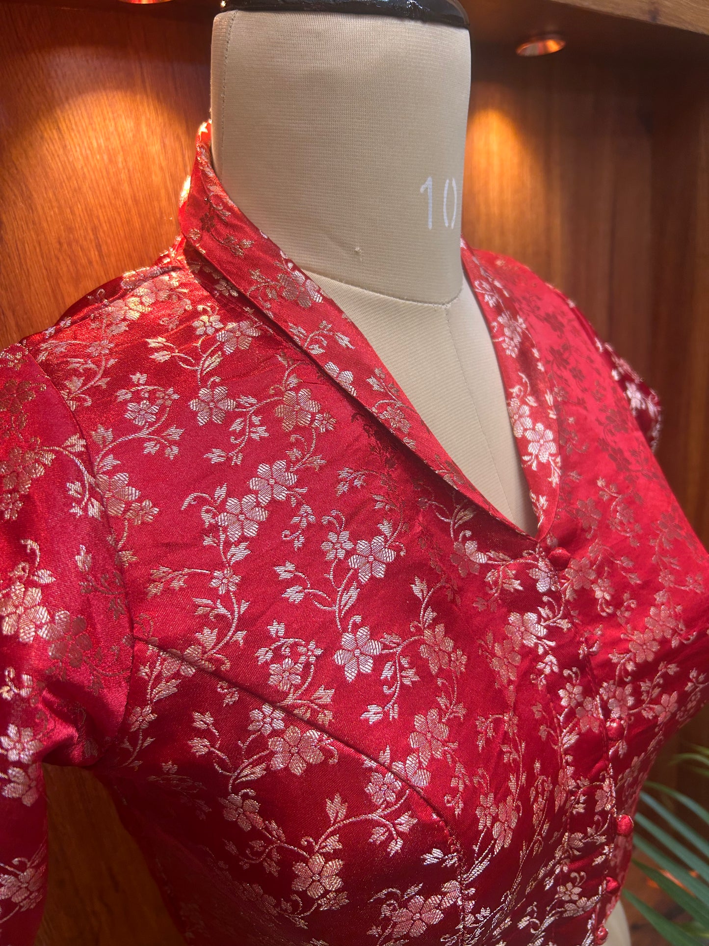Collar Neck Line Ready to Wear blouse - Red