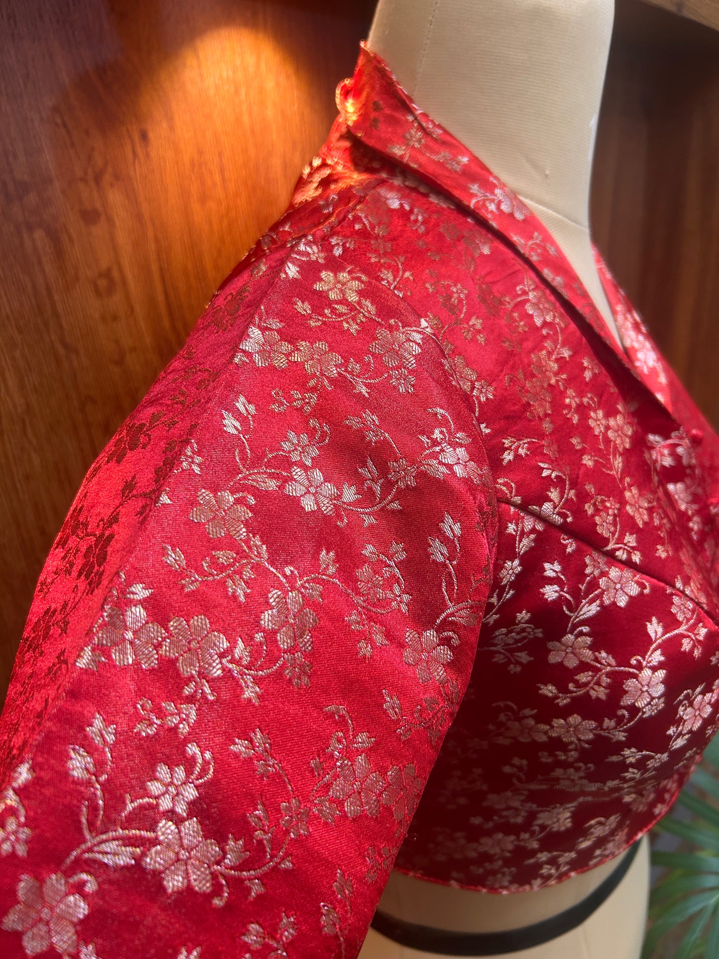 Collar Neck Line Ready to Wear blouse - Red