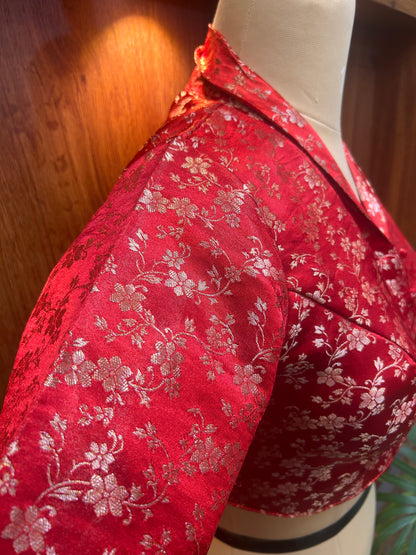 Collar Neck Line Ready to Wear blouse - Red