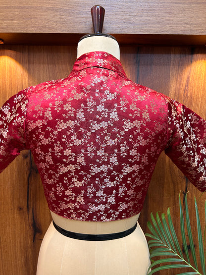 Collar Neck Line Ready to Wear blouse - Red