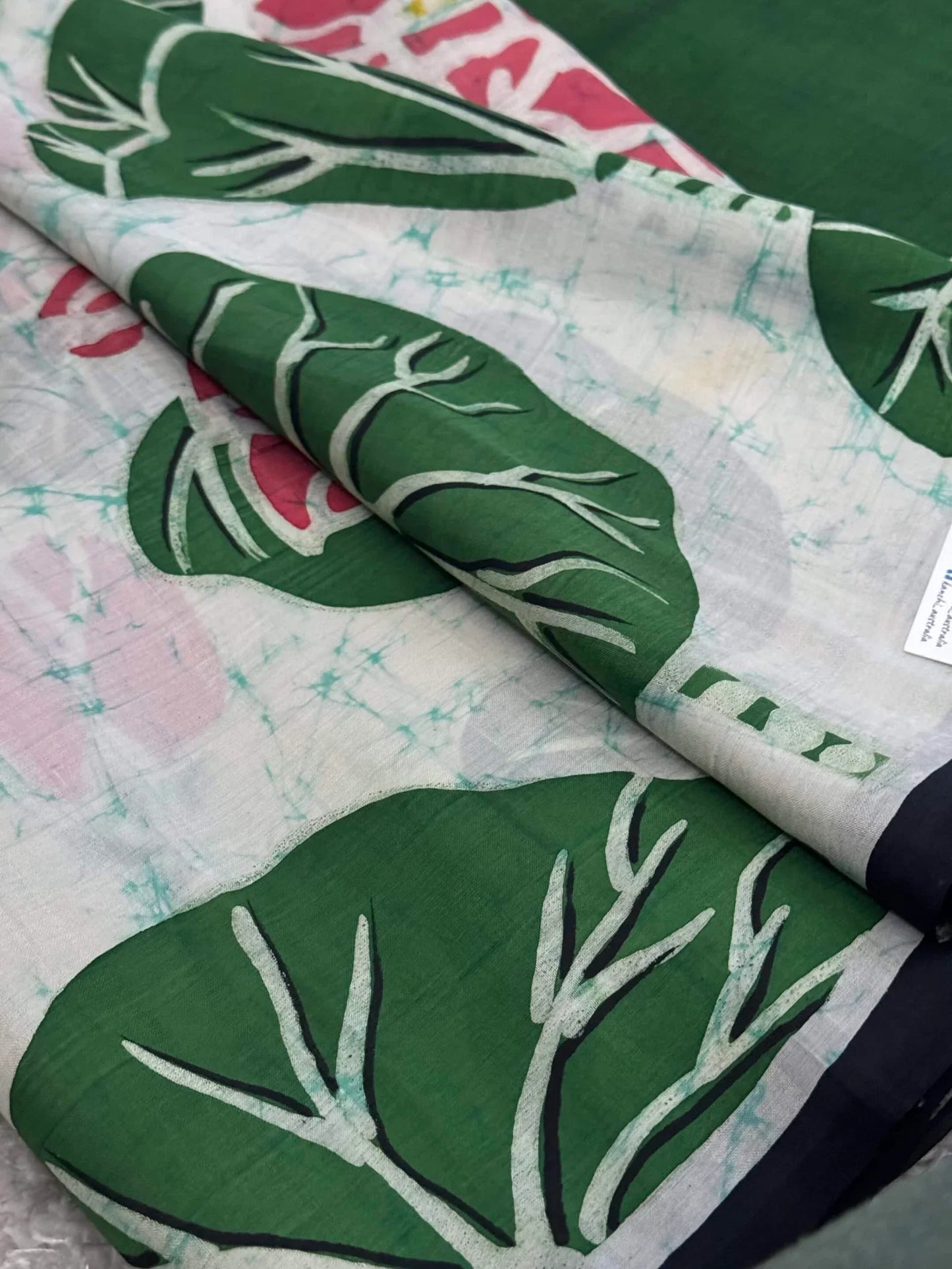 Pure Mulberry silk saree-Batik prints-Green|Silk Mark Certified
