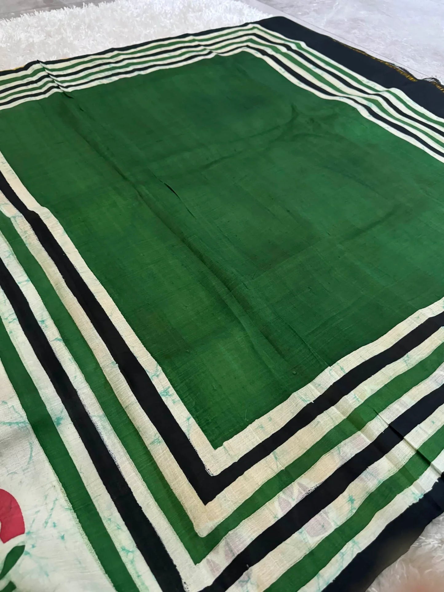 Pure Mulberry silk saree-Batik prints-Green|Silk Mark Certified