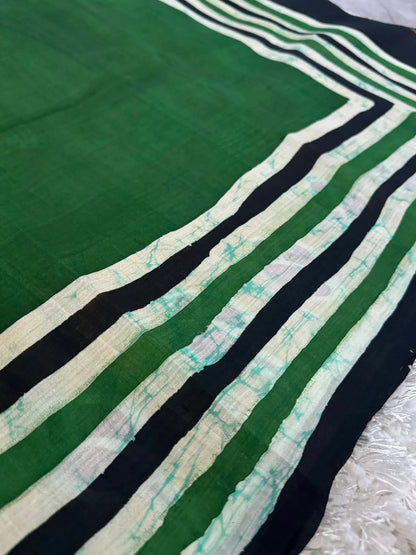Pure Mulberry silk saree-Batik prints-Green|Silk Mark Certified