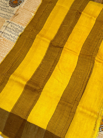 Pure Tussar silk saree – Block Devi prints|Silk Mark Certified