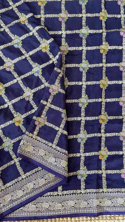 Munga Silk Banarasi Sarees - Navy Blue Elegance