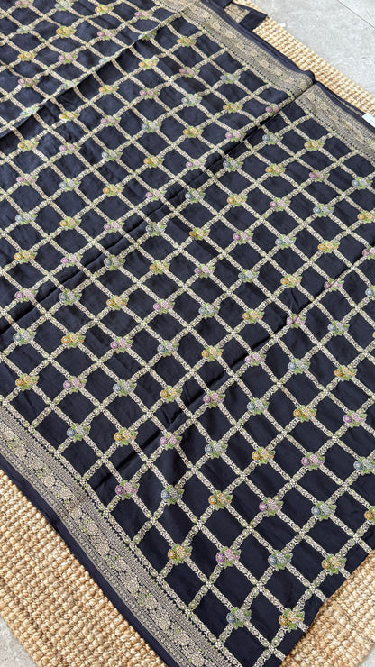 Munga Silk Banarasi Sarees - Black Elegance