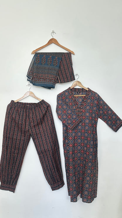 Pure Cotton Salwar Suit - Full Set - Denim Dark Blue
