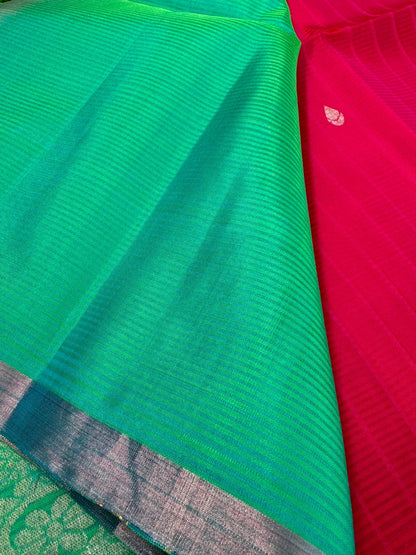 Handloom KANJIVARAM PURE SOFT SILK SAREE WITH small border – Hot pink