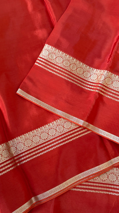 CREPE SILK SAREE – RUST WITH RETTA PET SILK DOUBLE BORDER