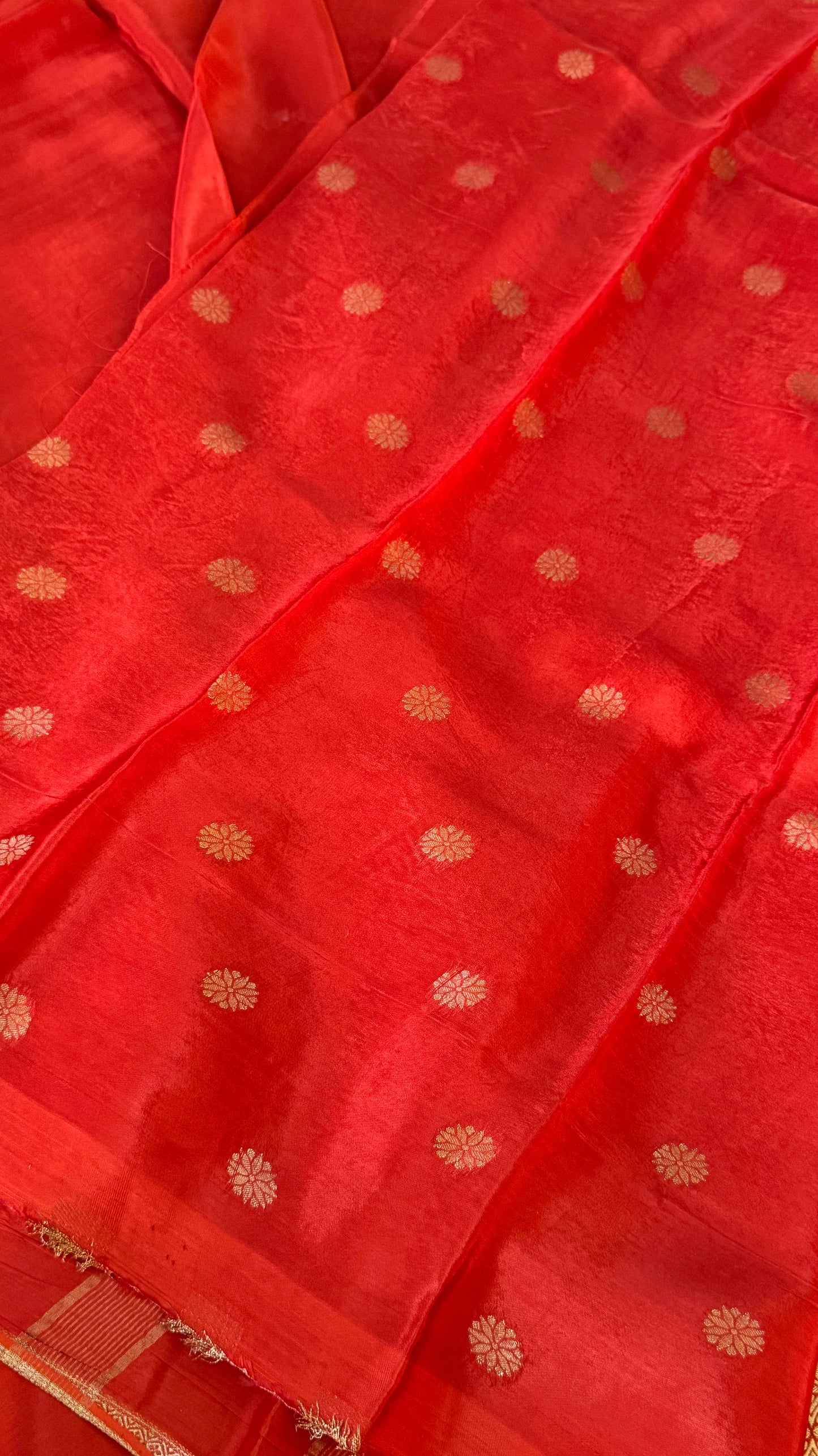 CREPE SILK SAREE – RUST WITH RETTA PET SILK DOUBLE BORDER