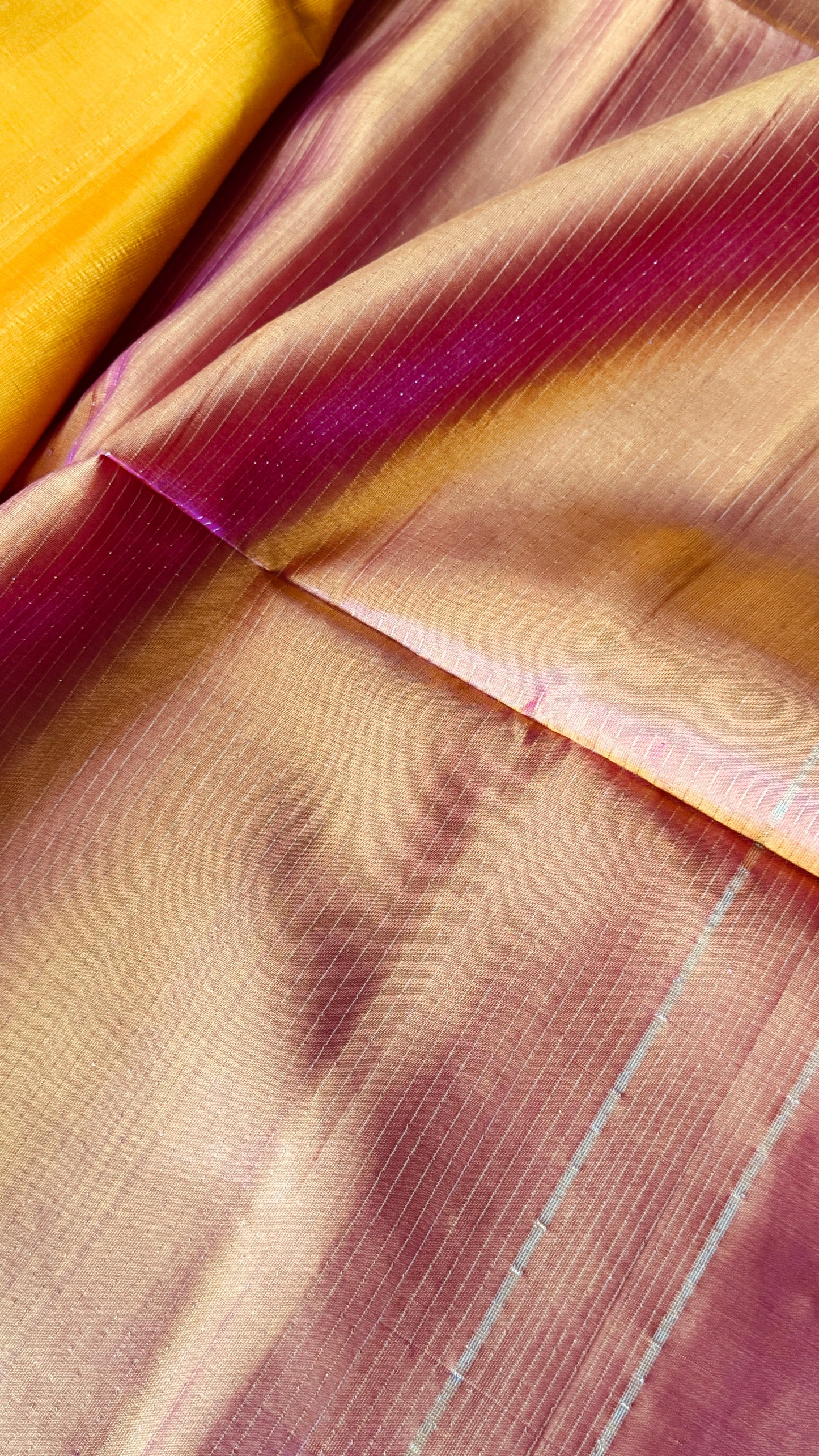 Mustard Yellow Pure Soft Silk Saree with Baby Pink Pallu | Silk Mark Certified