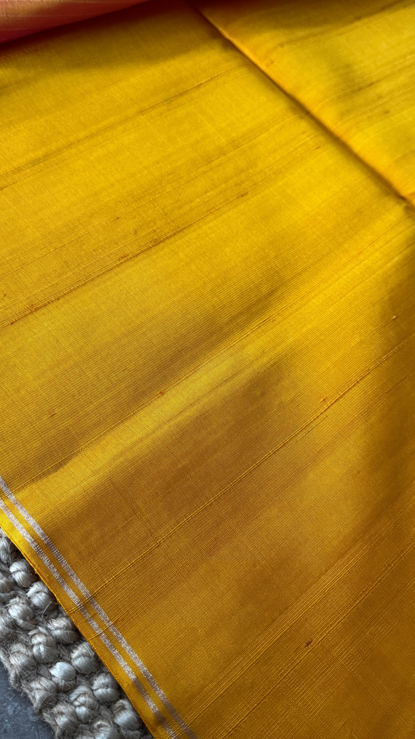 Mustard Yellow Pure Soft Silk Saree with Baby Pink Pallu | Silk Mark Certified