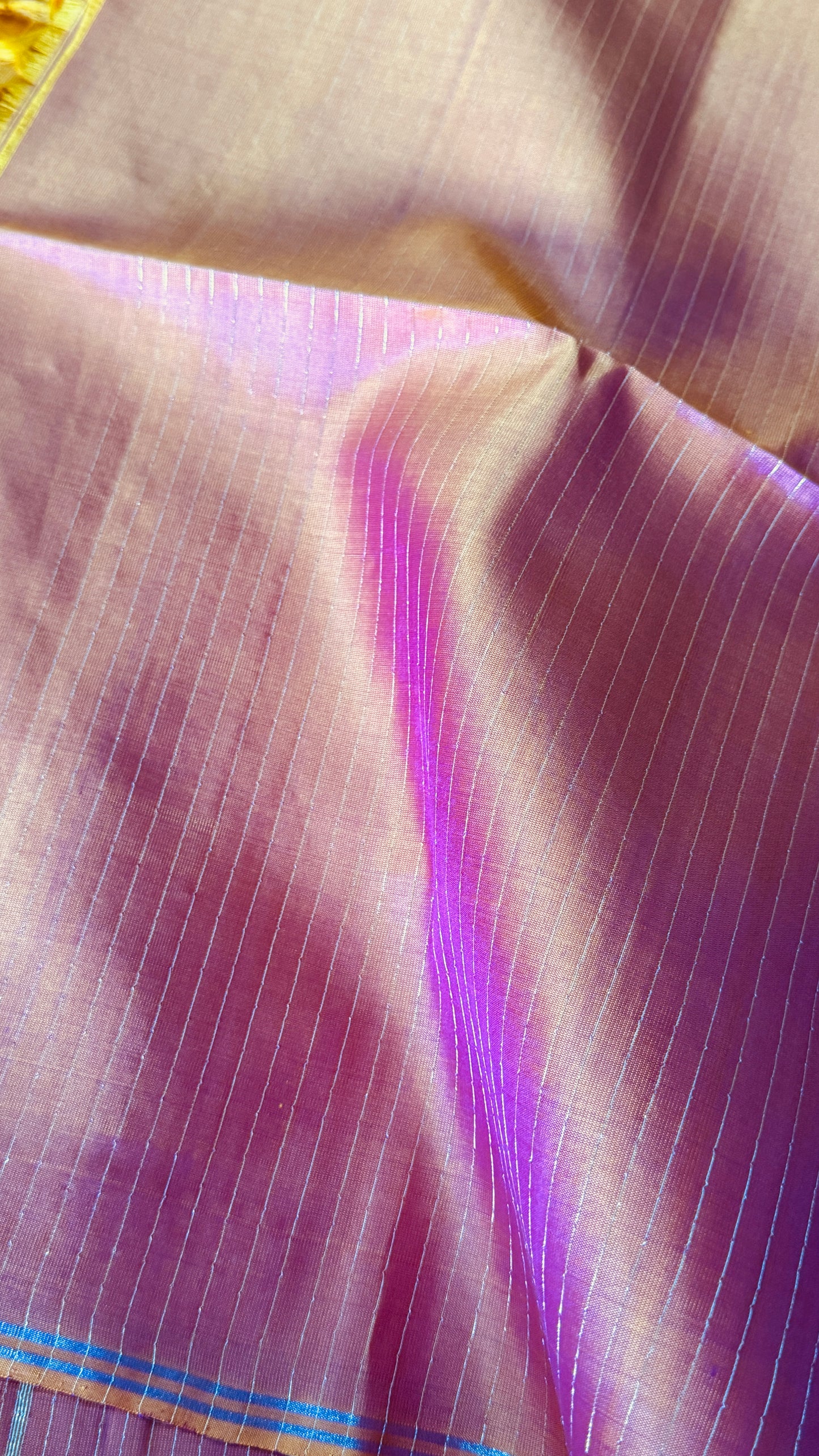 Mustard Yellow Pure Soft Silk Saree with Baby Pink Pallu | Silk Mark Certified