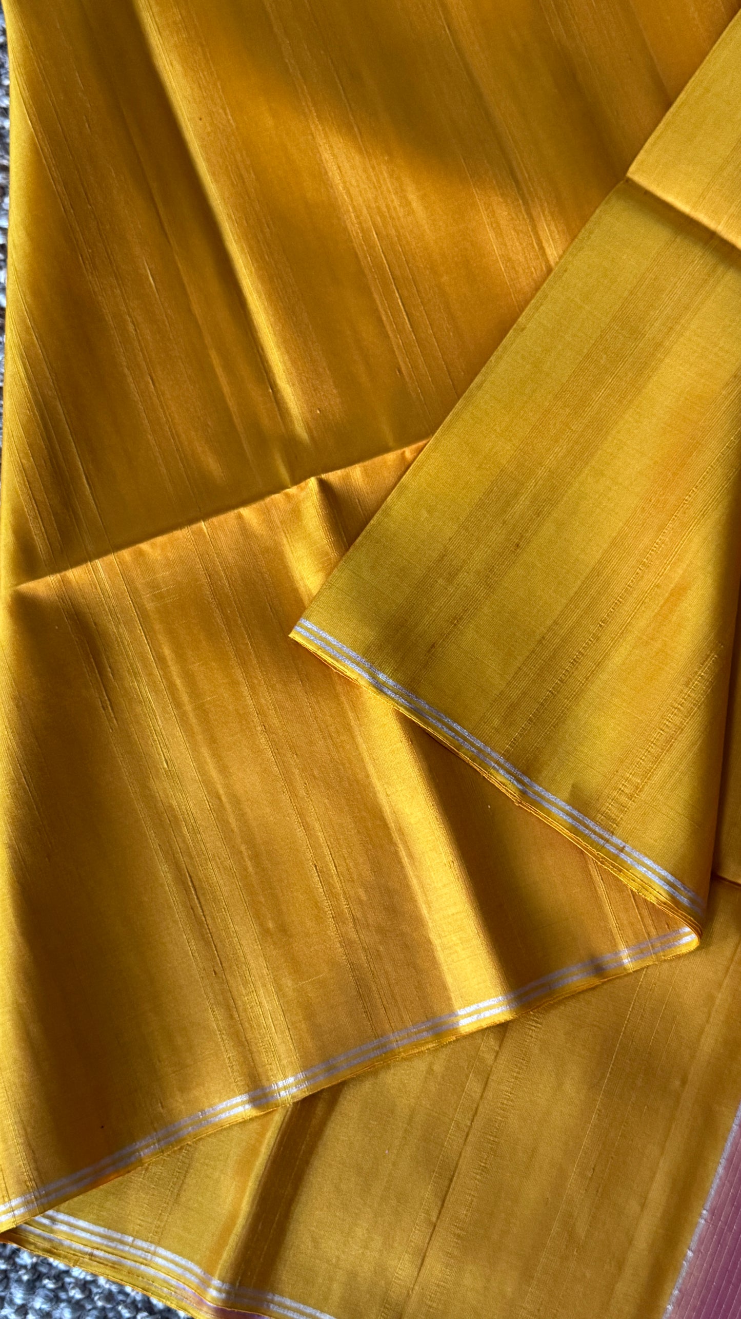 Mustard Yellow Pure Soft Silk Saree with Baby Pink Pallu | Silk Mark Certified
