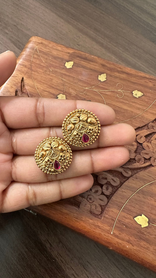 Antique Gold Plated Stud Earrings