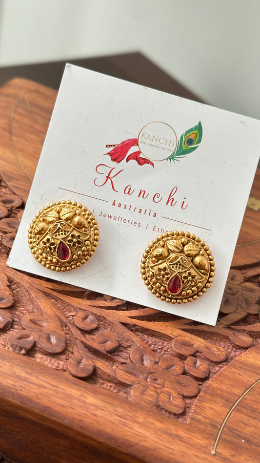 Antique Gold Plated Stud Earrings