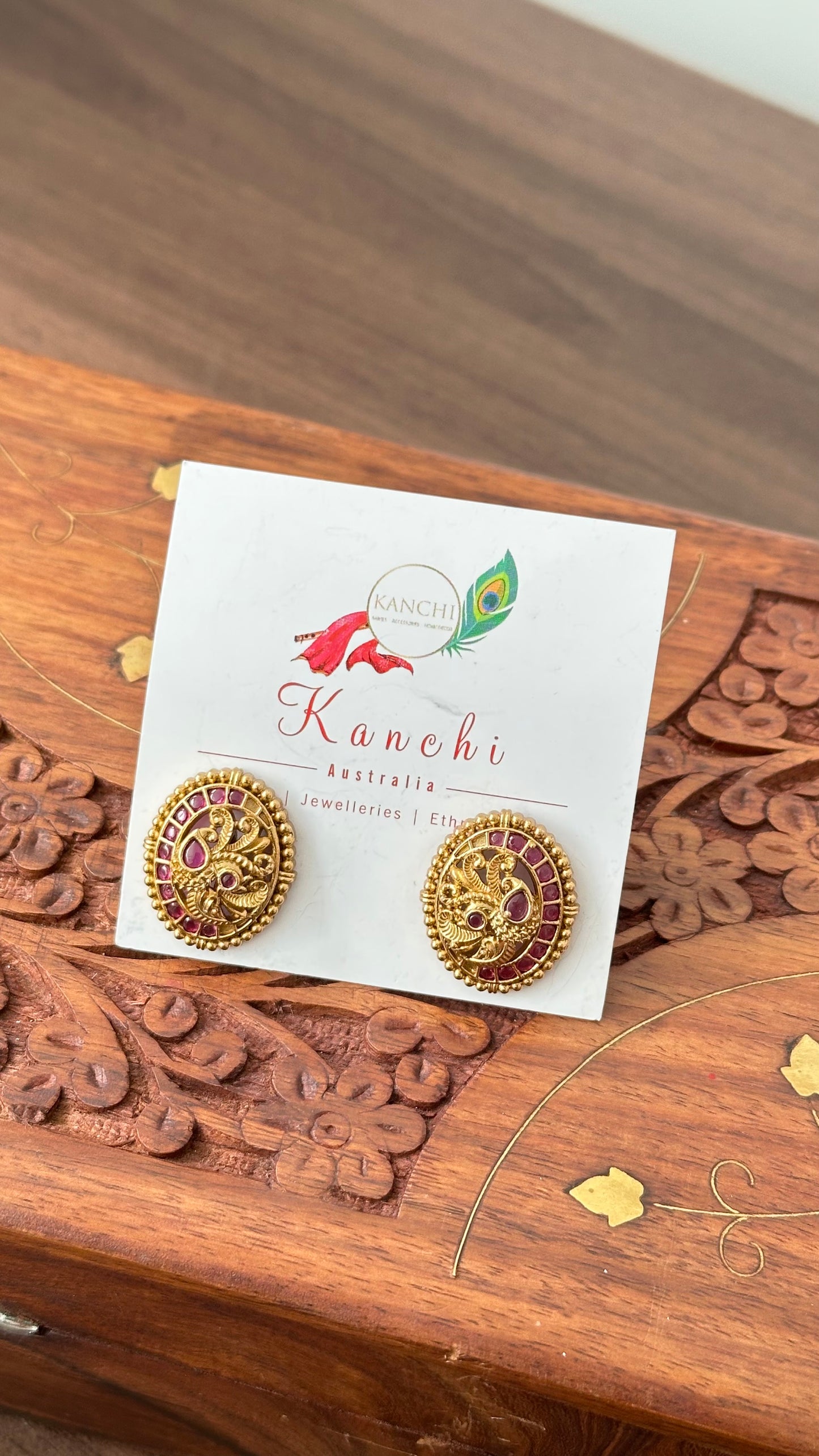 Gold Plated Ruby Stud