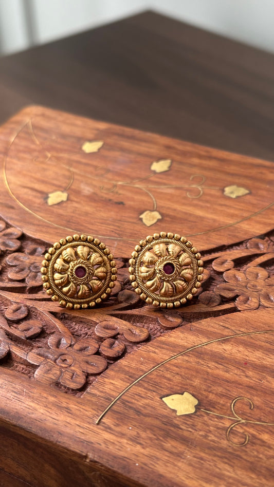 Antique Gold Plated Stud Earrings