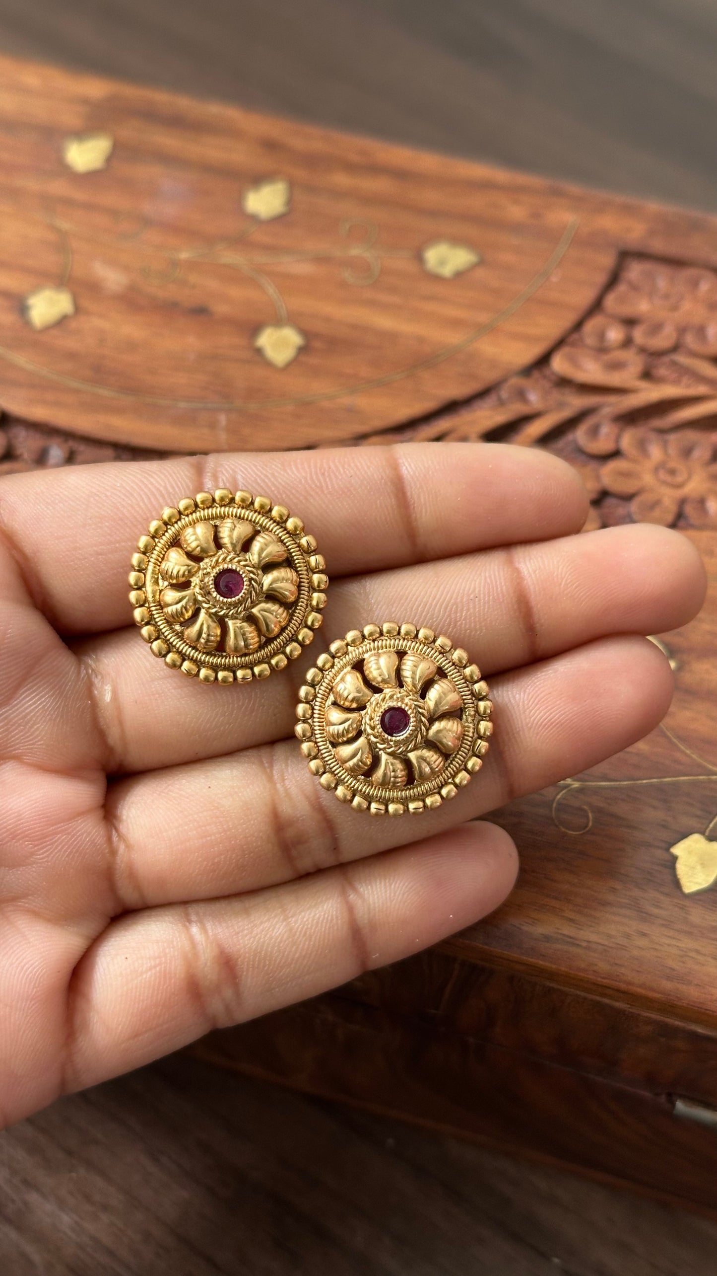 Antique Gold Plated Stud Earrings