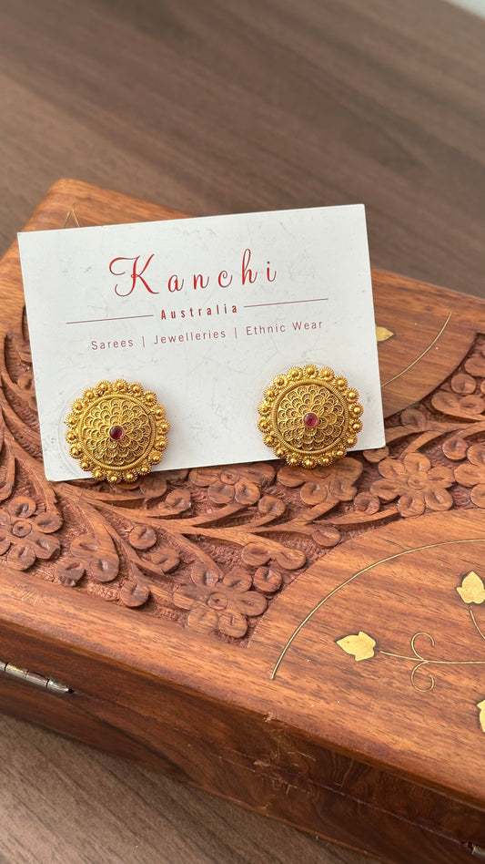 Antique Gold Plated Stud Earrings