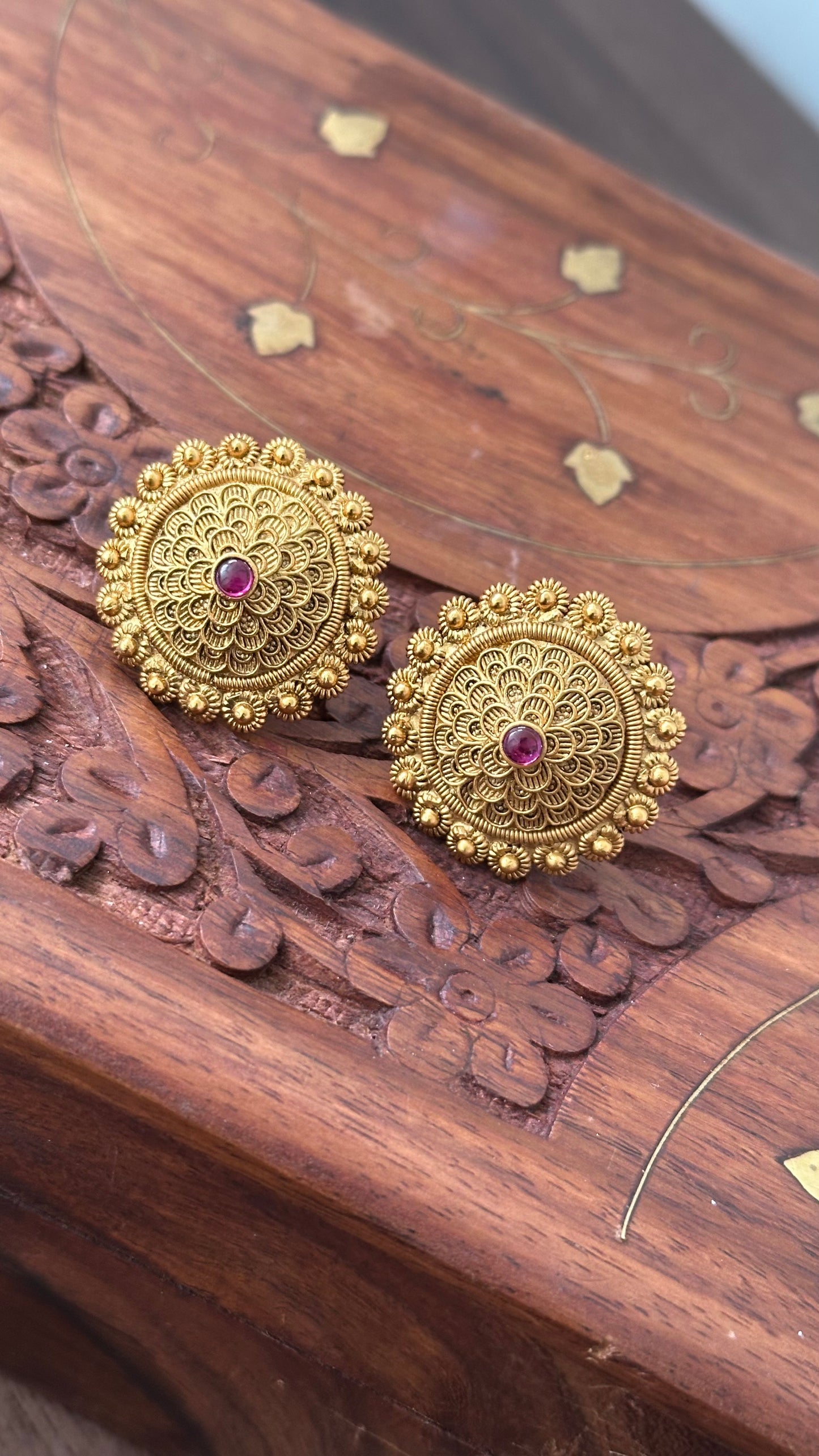 Antique Gold Plated Stud Earrings
