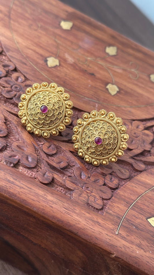Antique Gold Plated Stud Earrings