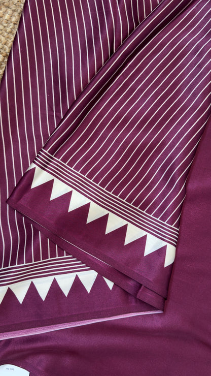 Modal Satin Saree - Wine