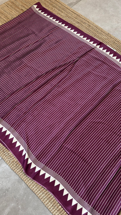 Modal Satin Saree - Wine