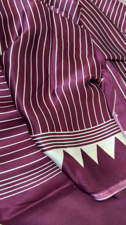 Modal Satin Saree - Wine