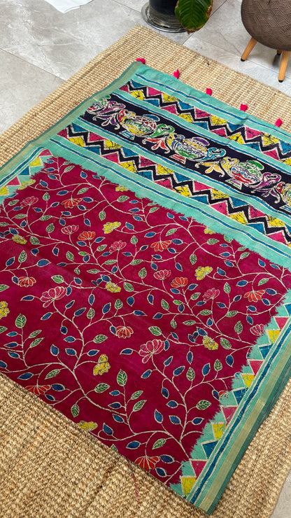 Pure Chanderi Cotton Silk Saree – Digital Batik Floral Print