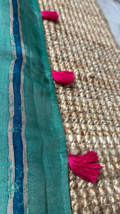 Pure Chanderi Cotton Silk Saree – Digital Batik Floral Print
