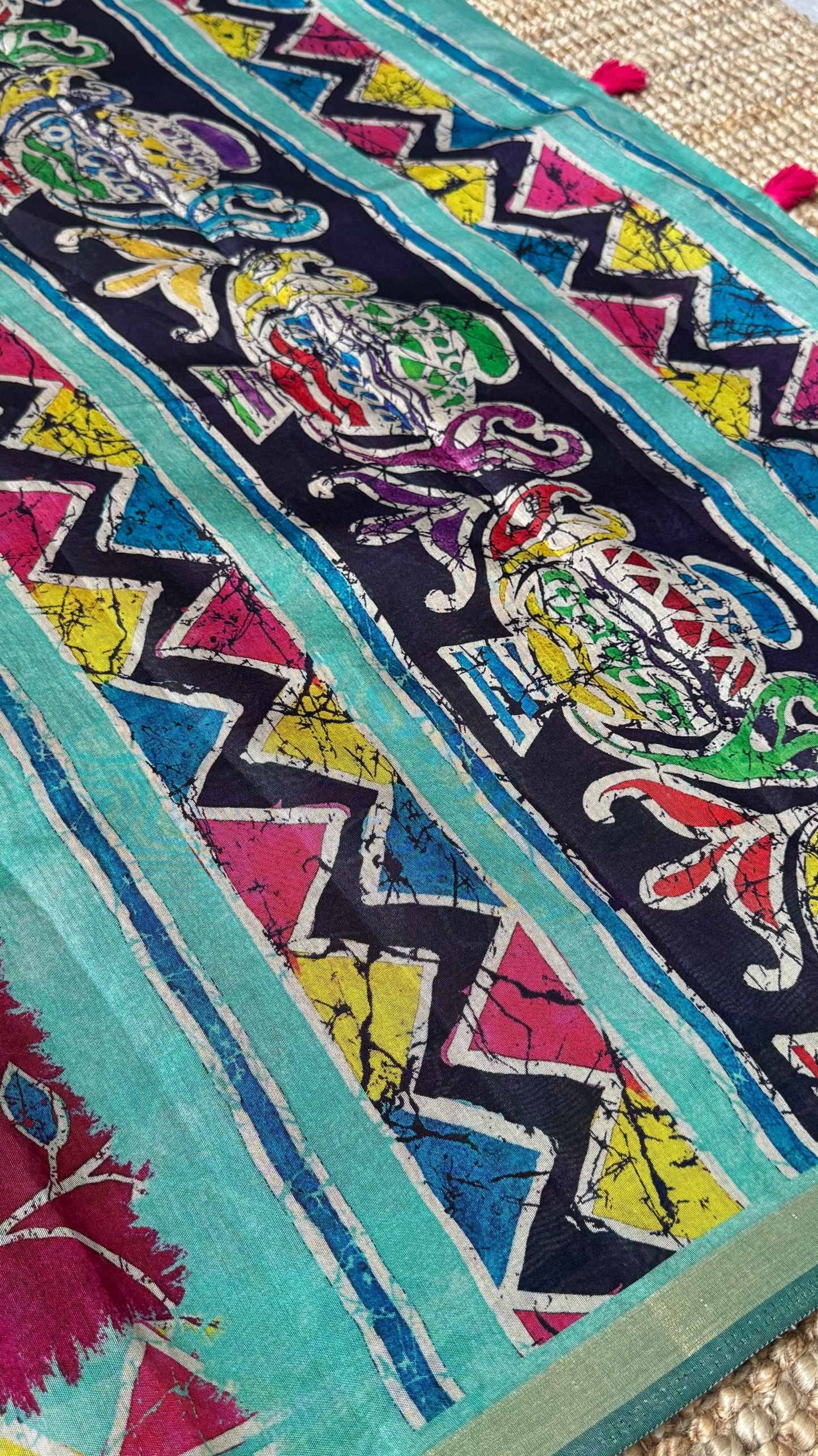 Pure Chanderi Cotton Silk Saree – Digital Batik Floral Print