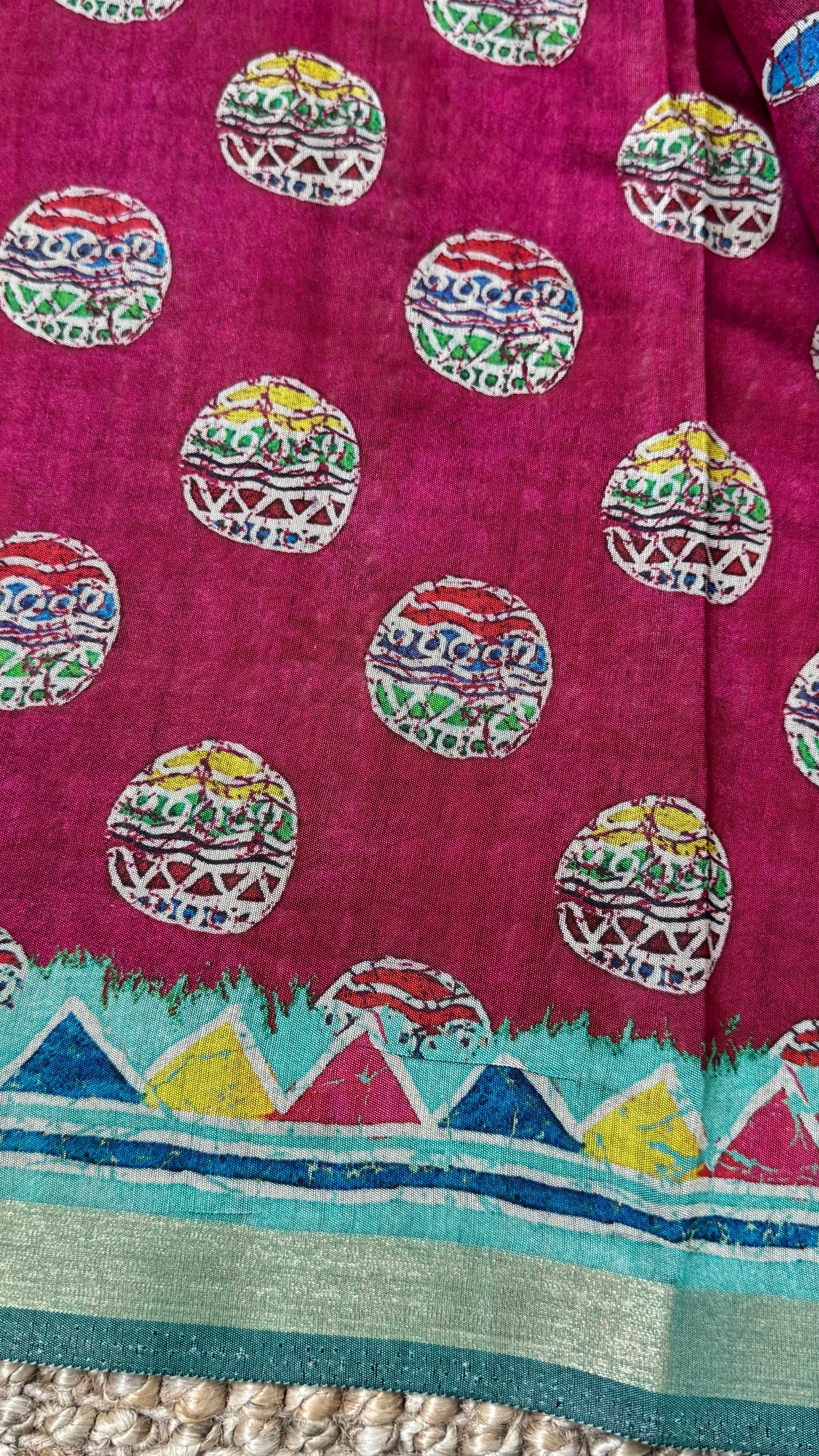 Pure Chanderi Cotton Silk Saree – Digital Batik Floral Print