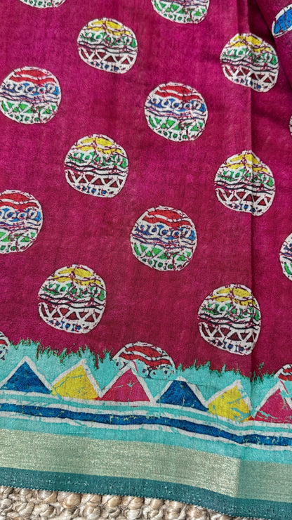 Pure Chanderi Cotton Silk Saree – Digital Batik Floral Print