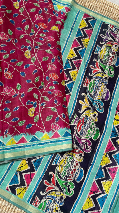Pure Chanderi Cotton Silk Saree – Digital Batik Floral Print