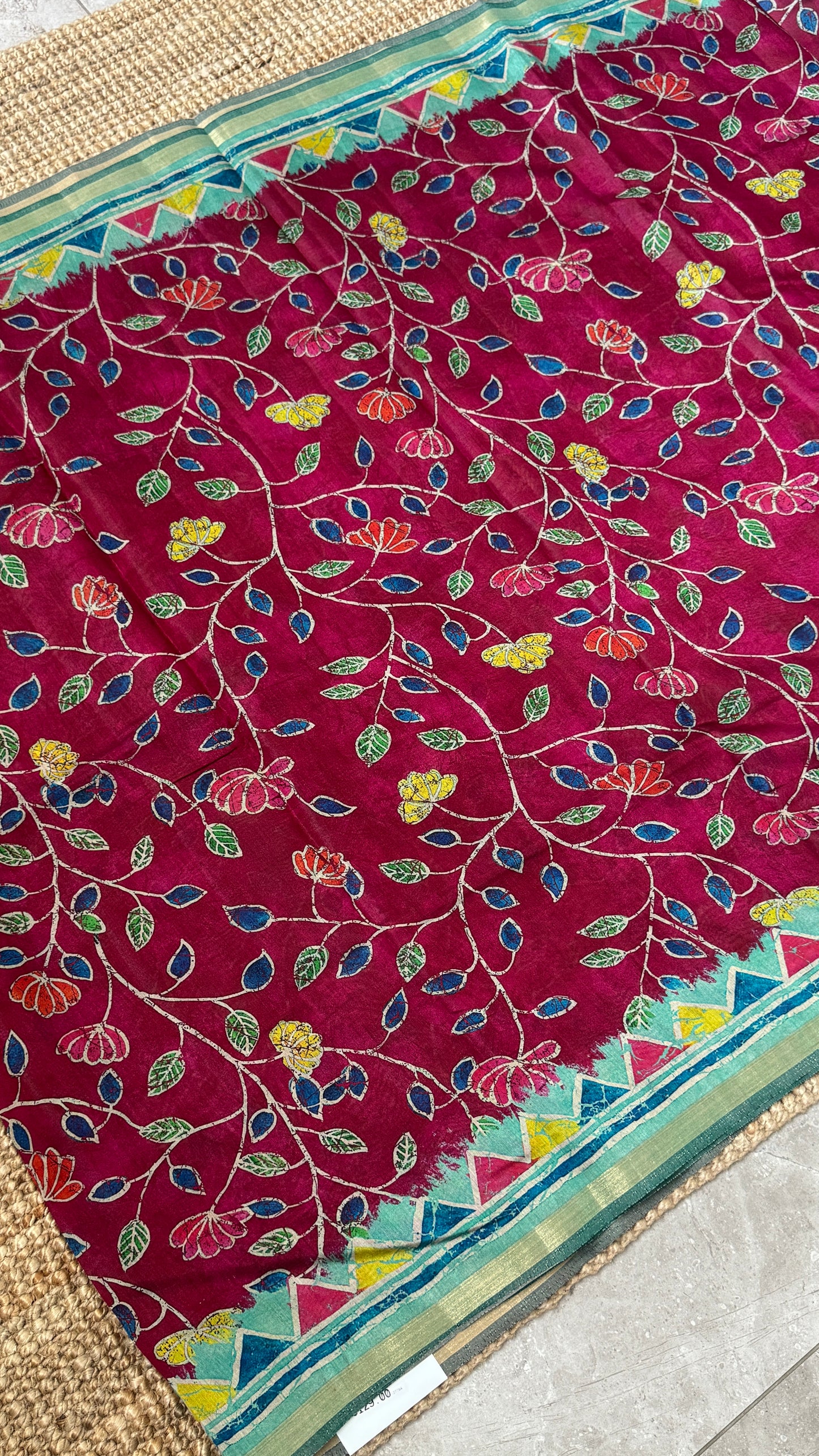 Pure Chanderi Cotton Silk Saree – Digital Batik Floral Print