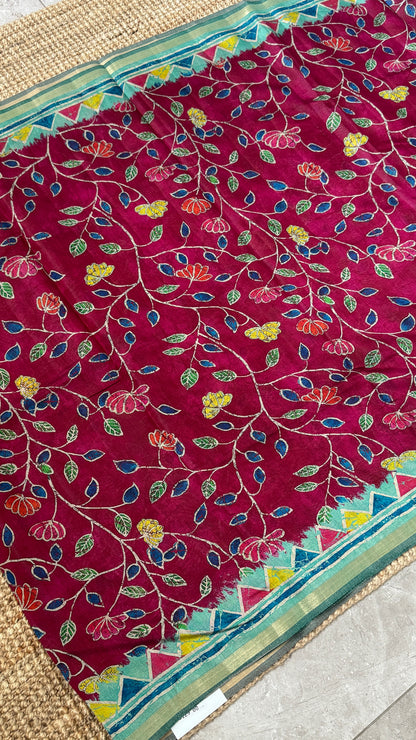 Pure Chanderi Cotton Silk Saree – Digital Batik Floral Print