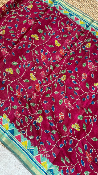 Pure Chanderi Cotton Silk Saree – Digital Batik Floral Print