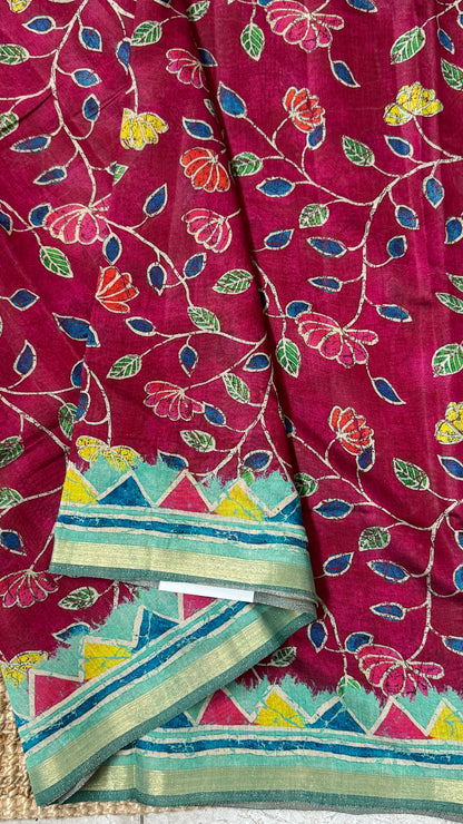 Pure Chanderi Cotton Silk Saree – Digital Batik Floral Print